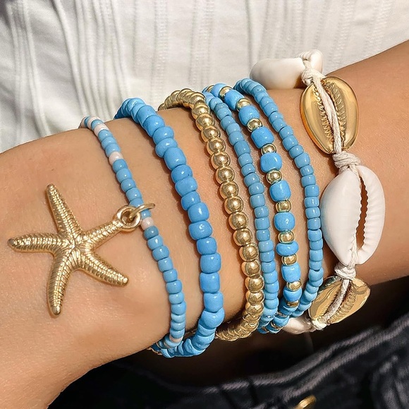 Ocean Blue Shell Bracelet Set - Picture 5 of 5
